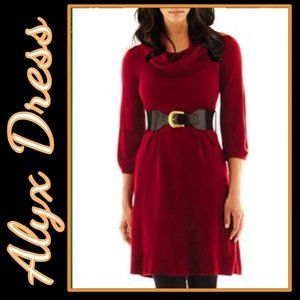 Alyx Red Sweater Dress Cowl Neck